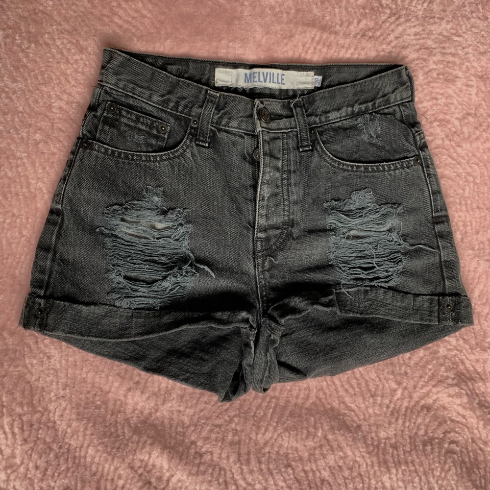 Brandy Melville washed black denim shorts
